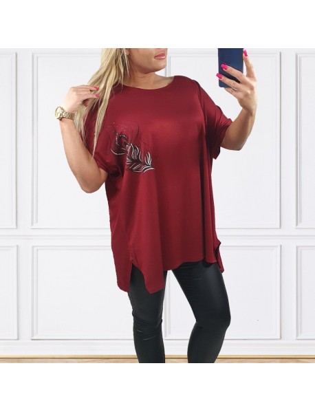 ESMIRA OVERSIZE - BORDOVÁ DÁMSKA TUNIKA / BLÚZKA   PRE MOLETKY 